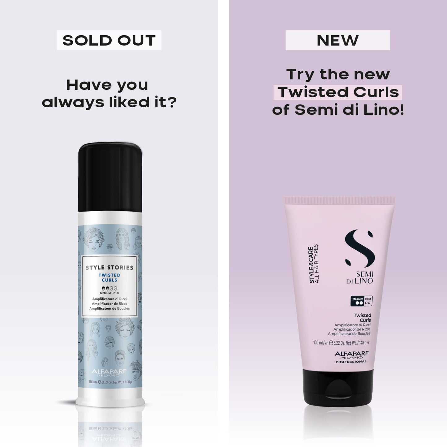 ALFAPARF MILANO Semi di Lino Style & Care Twisted Curls - Medium Hold - Curl Cream for Curly Hair - Thermal Protection (5.22 oz / 150 ml)