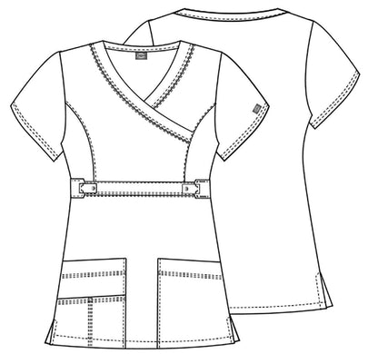 Dickies Gen Flex Women Scrubs Top Mock Wrap 817355.