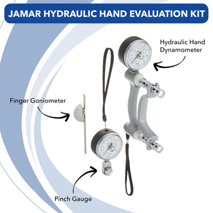 Jamar Hydraulic Hand Evaluation Kit, Includes Hydraulic Hand Dynamometer, Pinch Gauge, & Finger Goniometer, Inexpensive Devices to Measure PSI, Max Force Indicator to Measure Hand & Grip Strength