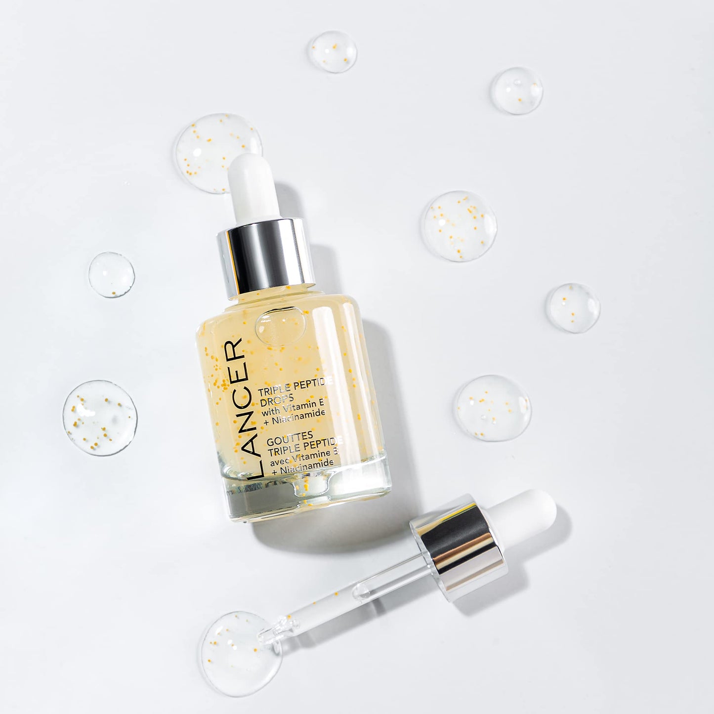 Lancer Skincare Triple Peptide Drops with Vitamin E, Daily Anti-Aging Face Serum with Hydrating Hyaluronic Acid, 1 Fluid Ounce