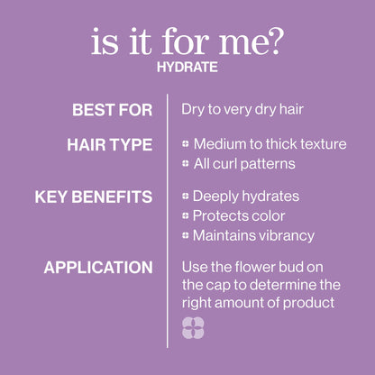Pureology Hydrate Shampoo - For Dry or Color Treated Hair, Moisturizing Shampoo For Hydration & Softness, With Rose Extract & Green Tea, Vegan & Sulfate-Free