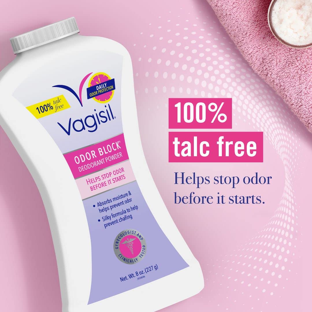 Summer's Eve Baby Powder Spray 3 Pack and Vagisil Odor Block Powder for Women, Helps Prevent Chafing, Talc-Free