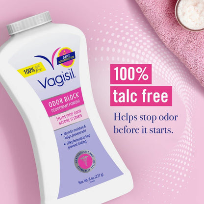 Summer's Eve Baby Powder Spray 3 Pack and Vagisil Odor Block Powder for Women, Helps Prevent Chafing, Talc-Free