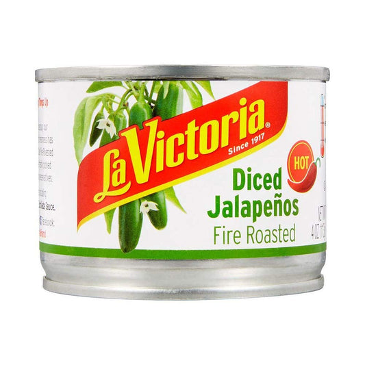 La Victoria Fire Roasted Diced Jalapeños Hot, 4 Ounce (Pack of 24)