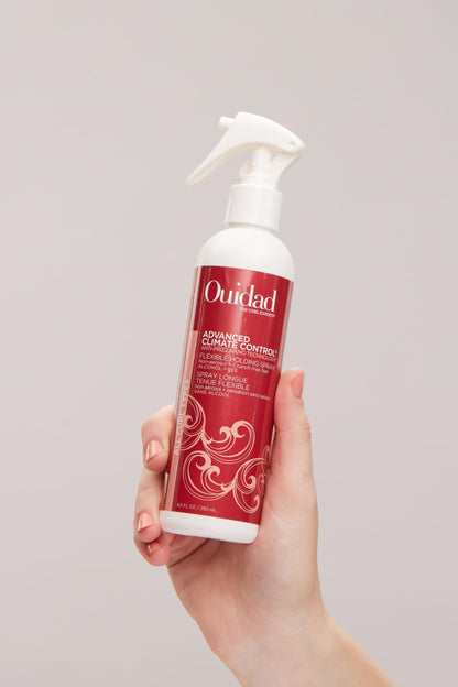 Ouidad Advanced Climate Control Holding Spray, 8.5 fl oz, Flexible Curly Hair Spray for Voluminous, Frizz-Free Curls, Pro-Vitamin B5 Infused, Sulfates, Parabens & Cruelty-Free Curly Hair Products