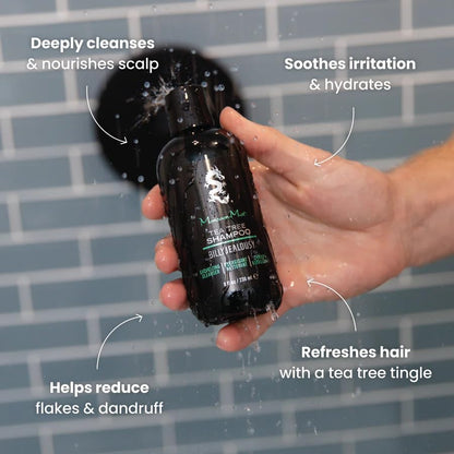 Billy Jealousy Monsoon Mist Tea Tree Energizing Men's Shampoo with Peppermint & Rosemary, Removes Oil Build-up and Soothes Scalp Itch & Irritation, 8 Oz.