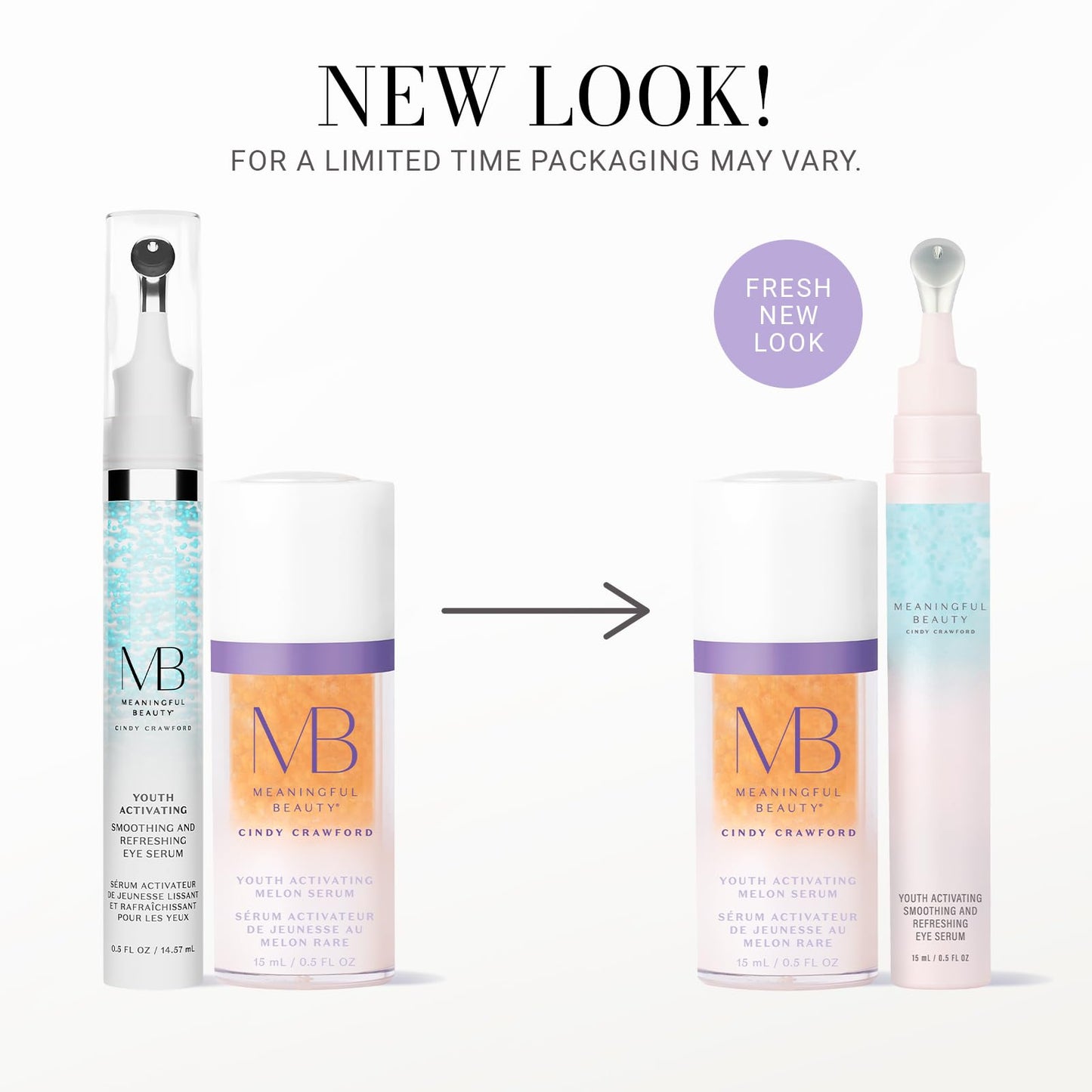 Meaningful Beauty Youth Activating Melon Serums Duo, Hydrating Face Serum & Eye Anti Aging Skin Care for Women, 0.5 Fl Oz Each