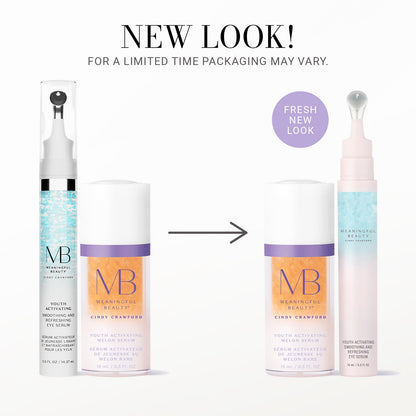 Meaningful Beauty Youth Activating Melon Serums Duo, Hydrating Face Serum & Eye Anti Aging Skin Care for Women, 0.5 Fl Oz Each