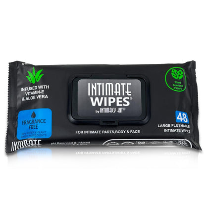 INTIMATE WIPES™ by INTIMACY KIT®, 48 Large Hygiene Wipes, pH Balanced, Hypoallergenic, Fragrance Free, infused with Vitamin-E, Chamomile & Aloe Vera, for Intimate Parts, Body & Face