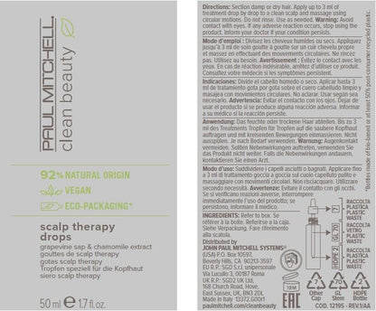 Paul Mitchell Clean Beauty Scalp Therapy Drops, Ultra-Lightweight Scalp Serum Soothes + Nourishes All Hair Types, Especially Dry, Oily + Sensitive Scalps, 1.7 fl. oz.