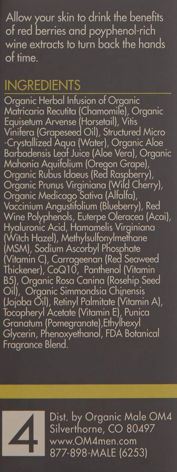 Organic Male OM4 Normal STEP 3: Age-Defying Antioxidant Serum - Men anti-aging light facial Vitamin C solution refines fine lines and wrinkles for men