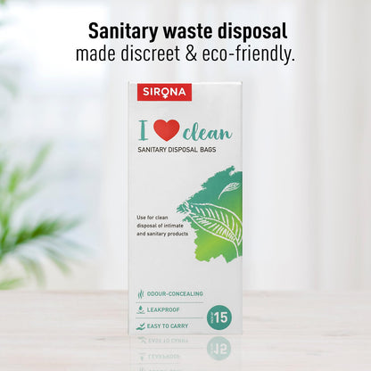 Sirona Personal Disposal Bags – 15 Bags for Discreet Tampons, Sanitary Pads/Napkin, Panty Liners, Tampons & Condoms | Menstrual Care and Hygiene Products