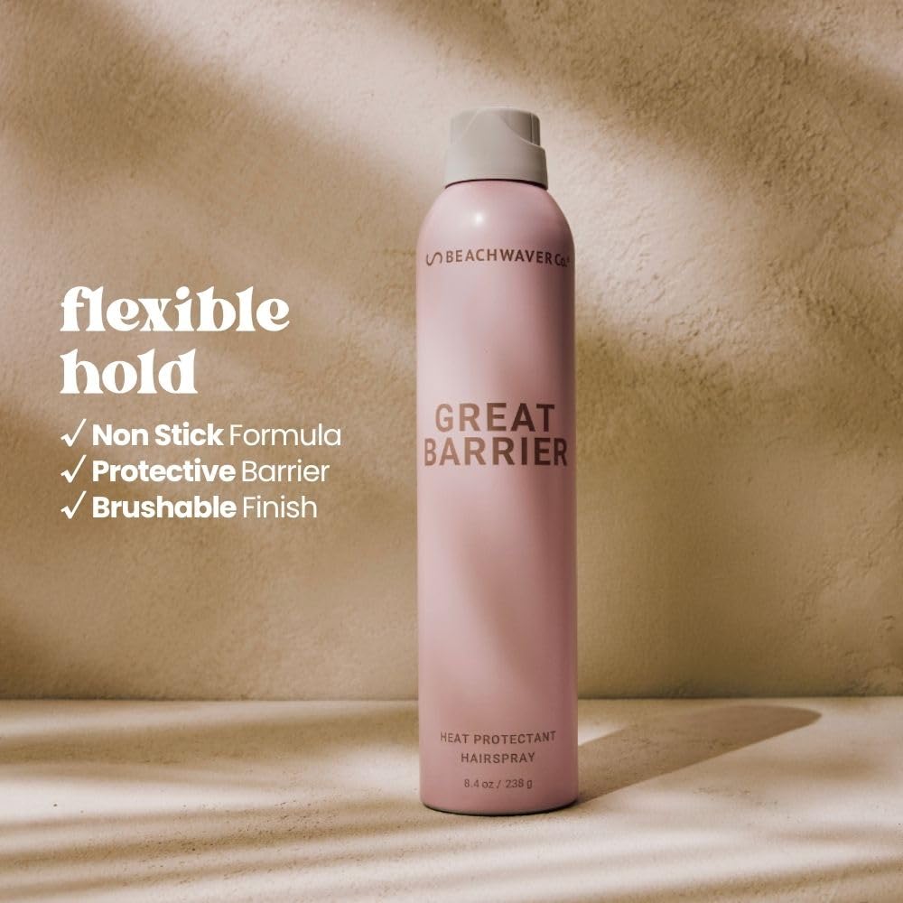 The Beachwaver Co. Haircare Great Barrier Heat Protectant Hair Spray - Multi-Purpose Treatment for Heat Protection Before Styling for Flexible Hold & No Frizz
