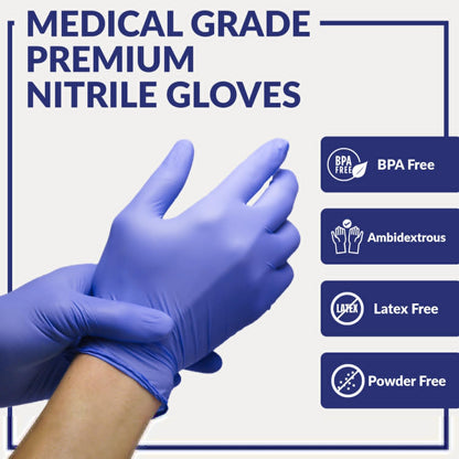 Klex Nitrile Exam Gloves - Medical Grade, Powder Free, Rubber Latex Free, Food Safe, Lavender