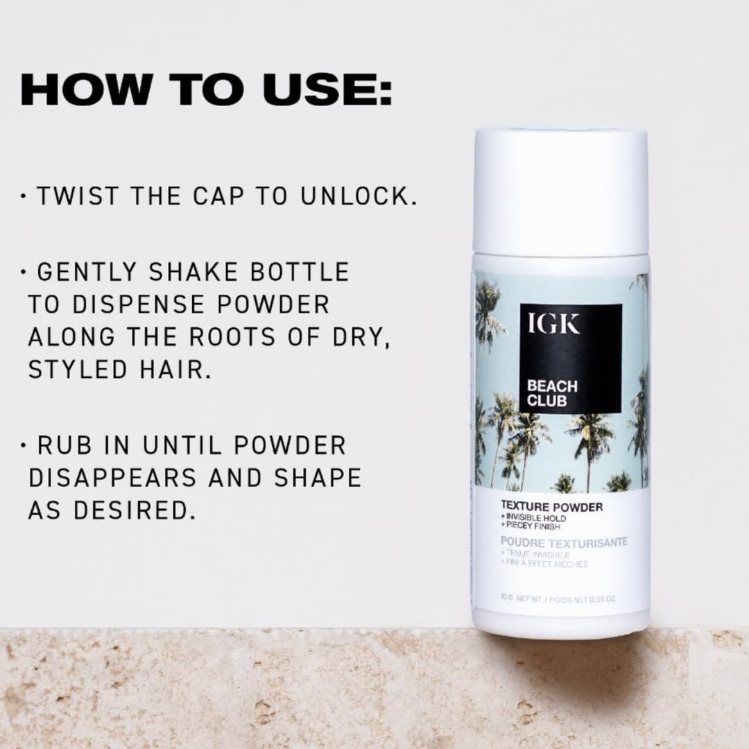 IGK BEACH CLUB Texture Powder | Invisible Volumizing Hair Powder, Instant Grip & Hold, Oil-Absorbing | Vegan + Cruelty-Free | 0.35 oz
