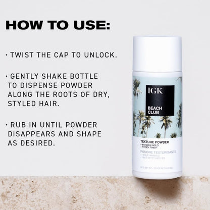 IGK BEACH CLUB Texture Powder | Invisible Volumizing Hair Powder, Instant Grip & Hold, Oil-Absorbing | Vegan + Cruelty-Free | 0.35 oz