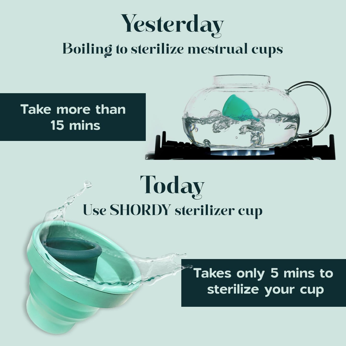 SHORDY Menstrual Cups Sterilizer Case – Collapsible Silicone Microwave Steamer & Cleaner to Boil, Sterilize & Store Menstrual Cup, Period Cups & Discs – Compact, Reusable & Travel-Friendly