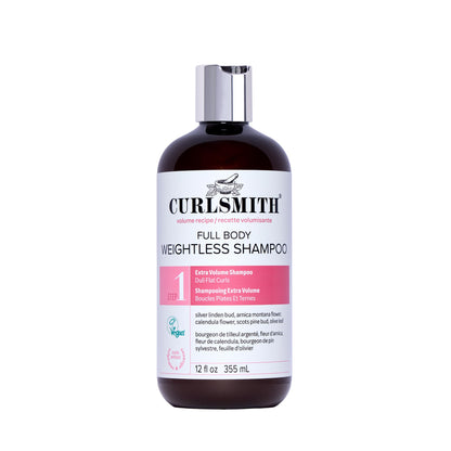 CURLSMITH Full Body Weightless Shampoo - A Volumizing Shampoo for Curls, Removes Build-up and Cleanses, For All Curl Types, Vegan & Cruelty Free (12 oz)