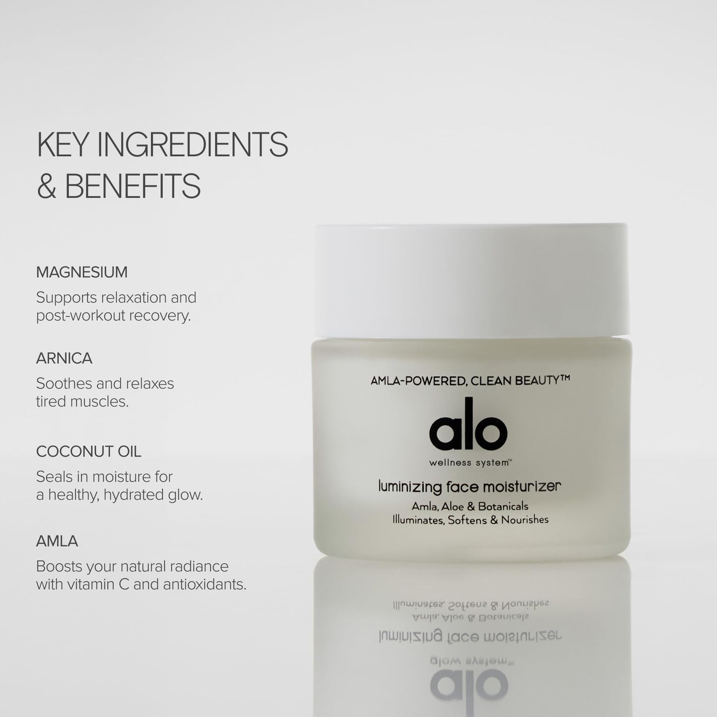 Alo Luminizing Face Moisturizer | Squalane for Lightweight All-Day Hydration | Sweet Almond & Vitamin E Nourishes & Revives Skin | 2 fl. oz