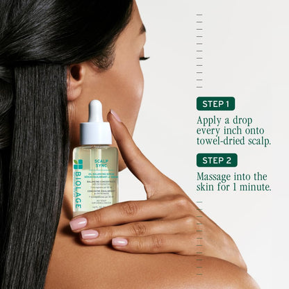 Biolage Scalp Sync Oil Balancing Hair Serum - Absorbs Excess Oil Between Washes, Leave-In Scalp Treatment, Fermented Tea Blend, Vegan, 1.6 Fl Oz