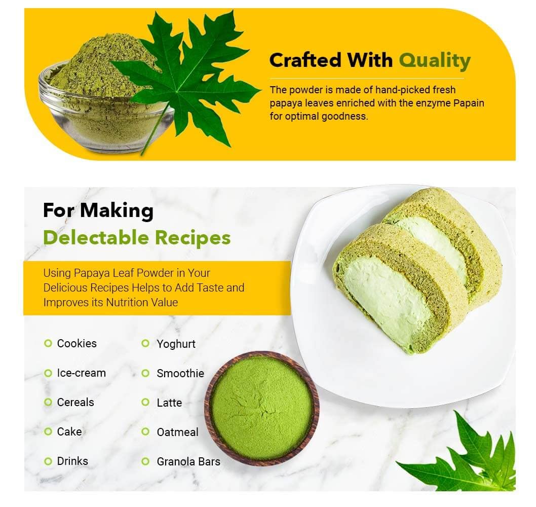 Papaya Leaves Powder 454g (1lb / 16 oz) | Carica Papaya | Papaya Leaf Powder Benefits Hair and Skin| Non GMO (1 Pound(16 Oz)) - Green Nectar