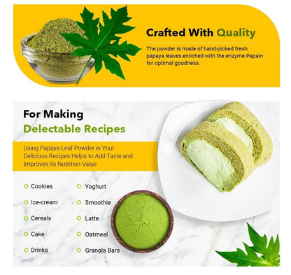 Papaya Leaves Powder 454g (1lb / 16 oz) | Carica Papaya | Papaya Leaf Powder Benefits Hair and Skin| Non GMO (1 Pound(16 Oz)) - Green Nectar