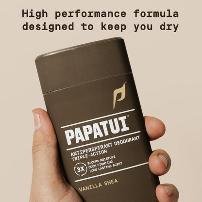 PAPATUI by Dwayne Johnson Triple Action Antiperspirant for Men | Sweat Control, Odor Neutralizer & Skin Nourishing | Vanilla Shea | 2.6 oz