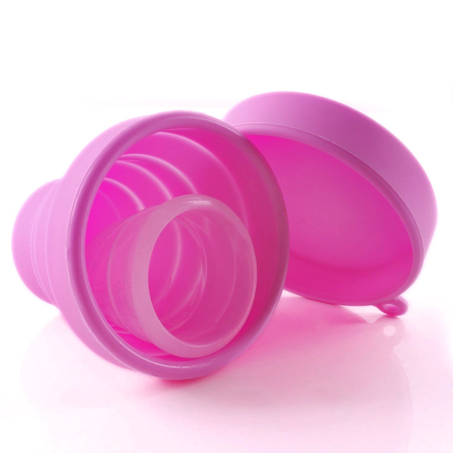 Collapsible Silicone Foldable Sterilizing Cup Set for Feminine softcups Menstrual Cups Storing and Cleaning Your Heavy Diva Cup Foldable Travel Cup for Outdoors Camping and Hiking-Eco Friendly(Pink)