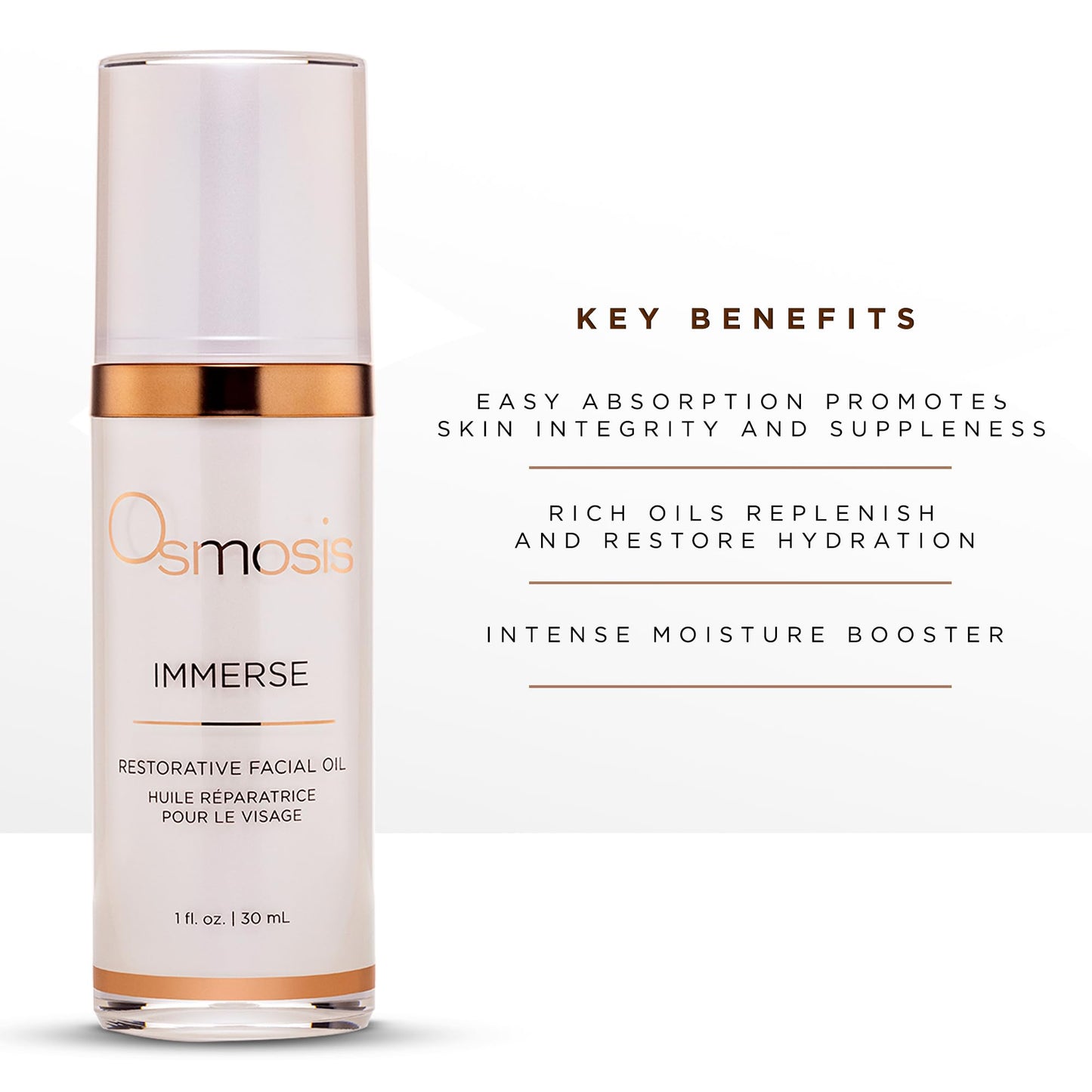 OSMOSIS IMMERSE Restorative Hydrating Facial Oil with Emu and Raspberry Seed Oil, and Calendula Flower, 1 fl oz