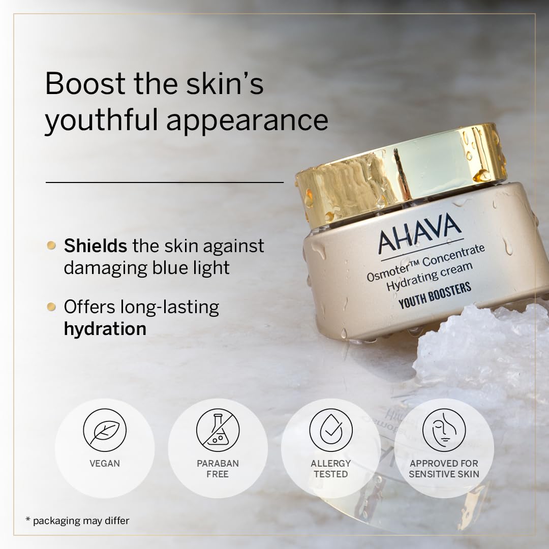 AHAVA Osmoter Concentrate Smoothing Cream - Rich Gel-Cream to Boost Skin’s Youthfulness & Texture, Improves Elasticity & Radiance, Easy Absorption with Exclusive Osmoter X6, & Jojoba Oil, 1.7 Fl.Oz