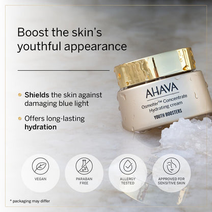 AHAVA Osmoter Concentrate Smoothing Cream - Rich Gel-Cream to Boost Skin’s Youthfulness & Texture, Improves Elasticity & Radiance, Easy Absorption with Exclusive Osmoter X6, & Jojoba Oil, 1.7 Fl.Oz