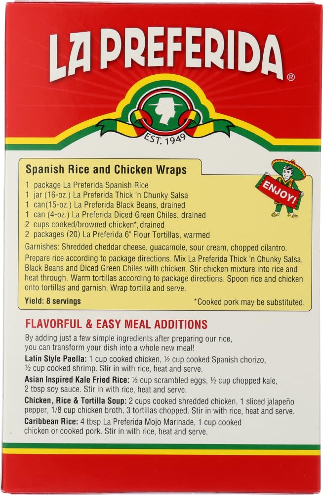 La Preferida Boxed Spanish Rice (Fluffy Mexican-Style Rice with Bell Peppers) – Ready in 15 Minutes. A Quick Side Dish for Any Meal. Vegan & Vegetarian-Friendly, 5.25 oz. (Pack of 3)
