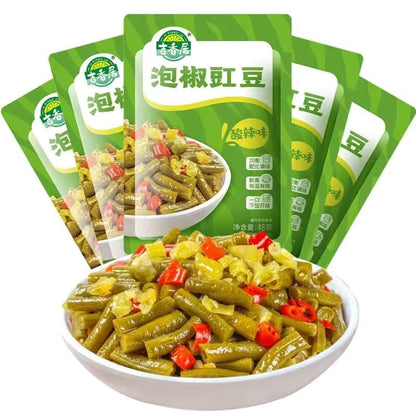 Pickled pepper cowpea (48g*5 packages) cowpea mustard 240g (8.4oz.) Sour beans with salted vegetables