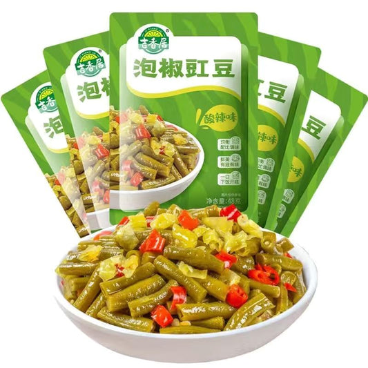 Pickled pepper cowpea (48g*5 packages) cowpea mustard 240g (8.4oz.) Sour beans with salted vegetables