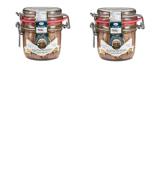 "Agostino Recca" Fillets of Anchovies Imported Italian Anchovies in Olive Oil 2 Pack