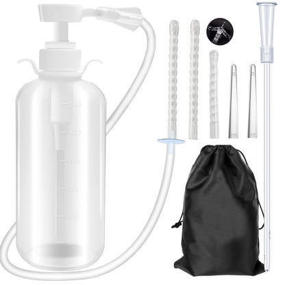600ml Feminine Wash Enema Pump Bottle Kit 6Pcs Enema Nozzle Tips for Coffee Colon Cleansing Men Women, Anal Vaginal Douche Flush Spray Intimate Shower Irrigator Cleanser Enema Bucket Kit Hand Press