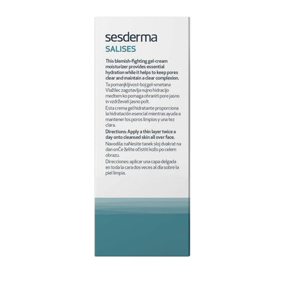 Sesderma SALISES Moisturizing Gel Cream, Acne Treatment for Oily & Combination Skin, Control Breakouts & Hydrate, 1.7 fl oz