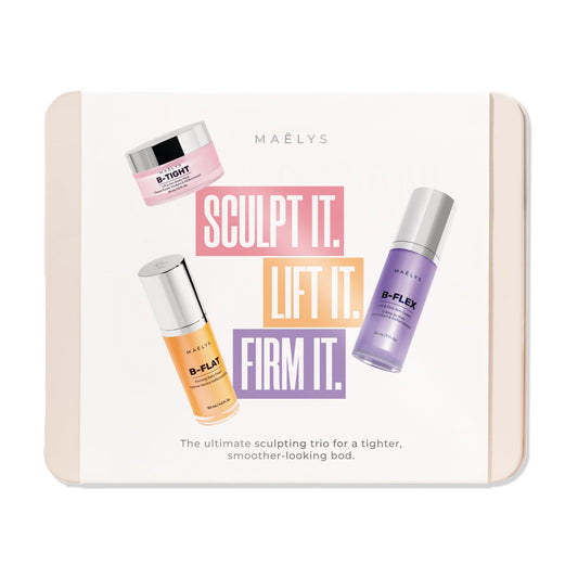 MAËLYS MINI QUEEN B'S Tightening Bundle - Firming Cream Trio for Booty, Belly & Arms - Includes B-TIGHT, B-FLAT & B-FLEX Travel Minis - Helps Improve the look of Stretch Marks & Cellulite (1.0 Fl Oz)