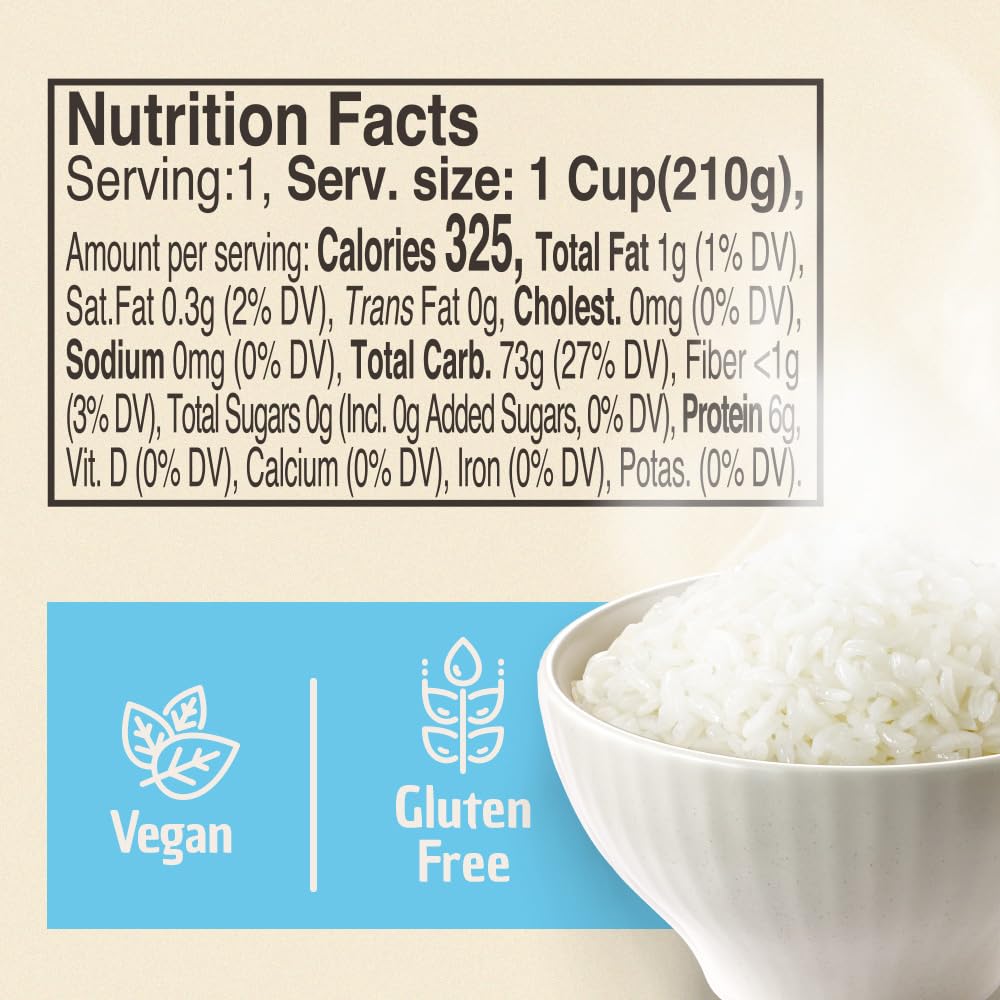 Premium Instant Rice | Sticky Sushi Rice | 0 Trans Fat/ 0 Cholesterol/ 0 Sodium | Ready in 90 Secs | Gluten-Free | Healthy Sticky White Rice Bowls (Bap) – | Long Shelf Life - O'Food