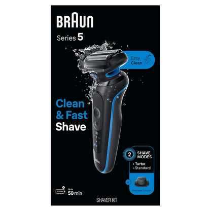Braun Electric Shaver for Men, Series 5 5118s, Waterproof, Wet & Dry Shave, Turbo Shaving Mode, Foil Shaver with Precision Trimmer, Battery Powered, 50 Minute Battery Runtime