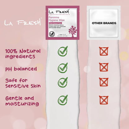 LA Fresh Feminine Wipes with Aloe Vera, Chamomile Extract, Cucumber, and Vitamin E - Pack of 50 ct Wipes for Women