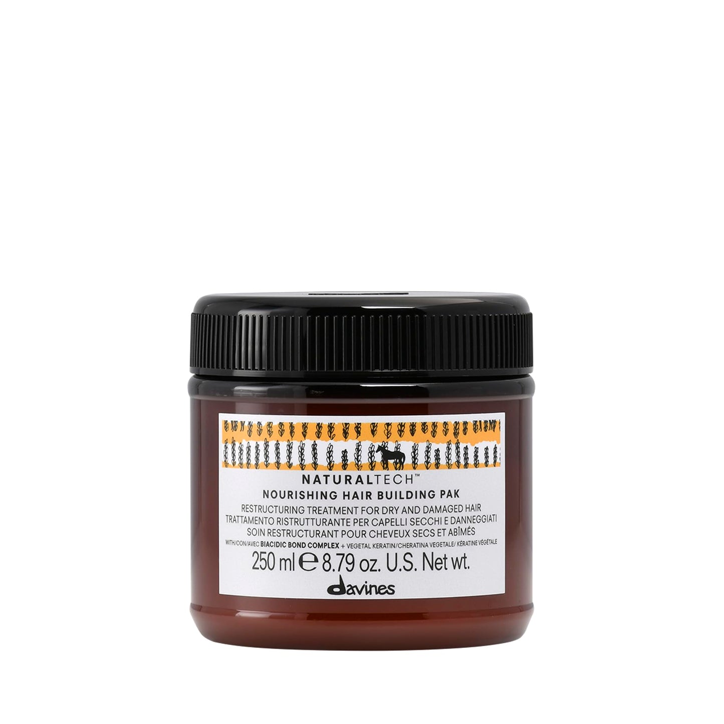 Davines Naturaltech Nourishing Hair Building Pak, Restructuring & Hydrating for Dry & Damaged Hair - With Vegetal Keratin - Deep Repair Mask for Damaged Strands, 8.45 Fl Oz