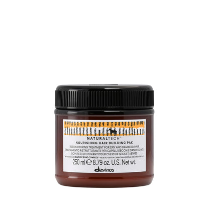 Davines Naturaltech Nourishing Hair Building Pak, Restructuring & Hydrating for Dry & Damaged Hair - With Vegetal Keratin - Deep Repair Mask for Damaged Strands, 8.45 Fl Oz