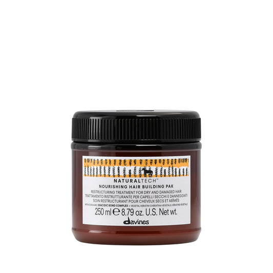 Davines Naturaltech Nourishing Hair Building Pak, Restructuring & Hydrating for Dry & Damaged Hair - With Vegetal Keratin - Deep Repair Mask for Damaged Strands, 8.45 Fl Oz