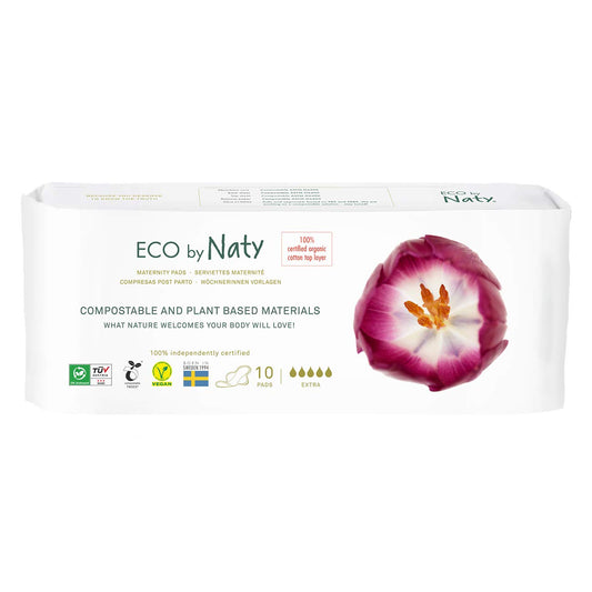 Naty Maternity Pads for Women - Pregnancy and Postpartum Pads for Maternal Care and Recovery, Absorbent for Leak Protection (10 Count)