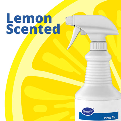 VIREX Diversey Tb 04743. Disinfectant Cleaner, Hospital Use Tuberculocidal, Virucide, Fungicide with Lemon Scent, Ready-to-Use Liquid, 32-Ounce (Pack of 12 plus 1 Reusable Sprayer Nozzle)