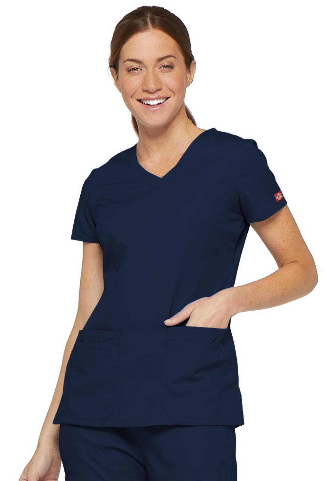 Dickies Scrubs Top for Women, V-Neck Womens Scrub Tops, Contemporary Fit with 4 Pockets - 85906