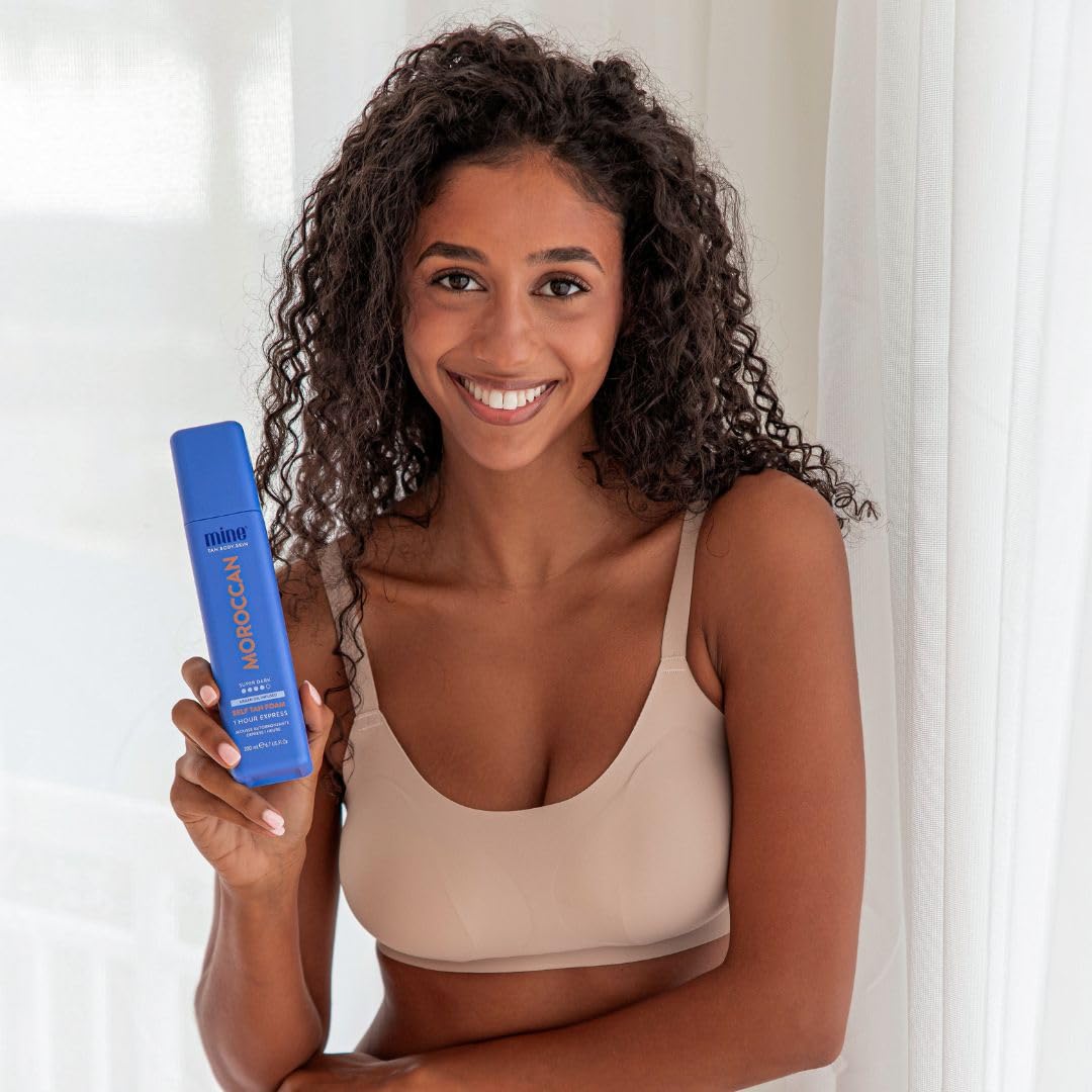 Minetan Moroccan Self Tan Foam | Tanning Treatments Collection | Super Dark Brown Skin Finish | 1 Hour Express Mousse | Ultra Deep Glow, Face & Body Fake Tanner, Argan Oil Infused | 6.7 Fl Oz
