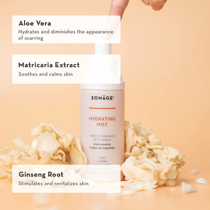 Sonage Hydrating Face Mist: Alcohol-Free Facial Spray with Snow Mushroom & Rose Water | Sets Makeup
