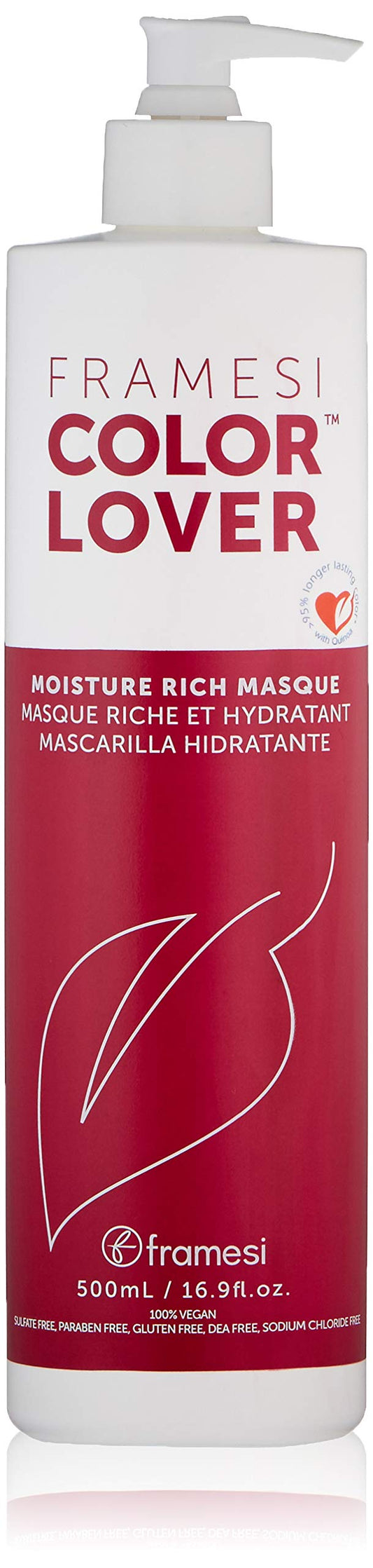FRAMESI Color Lover Moisture Rich Masque, 16.9 fl.oz, Sulfate Free Hair Mask for Color Treated Hair